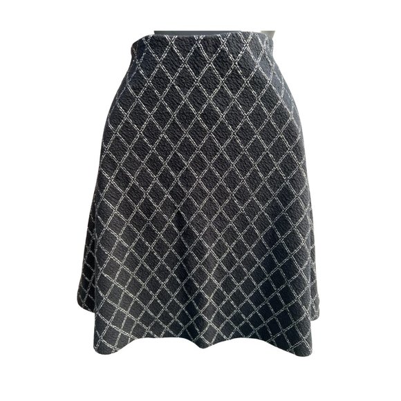 NWT Loft Elastic Waist Pull On Diamond Print A-Line Skirt Black & White Size S - Picture 2 of 6
